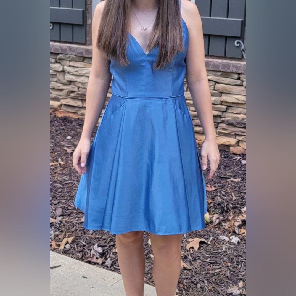 Macy's Vibrant Blue V-Neck Dress